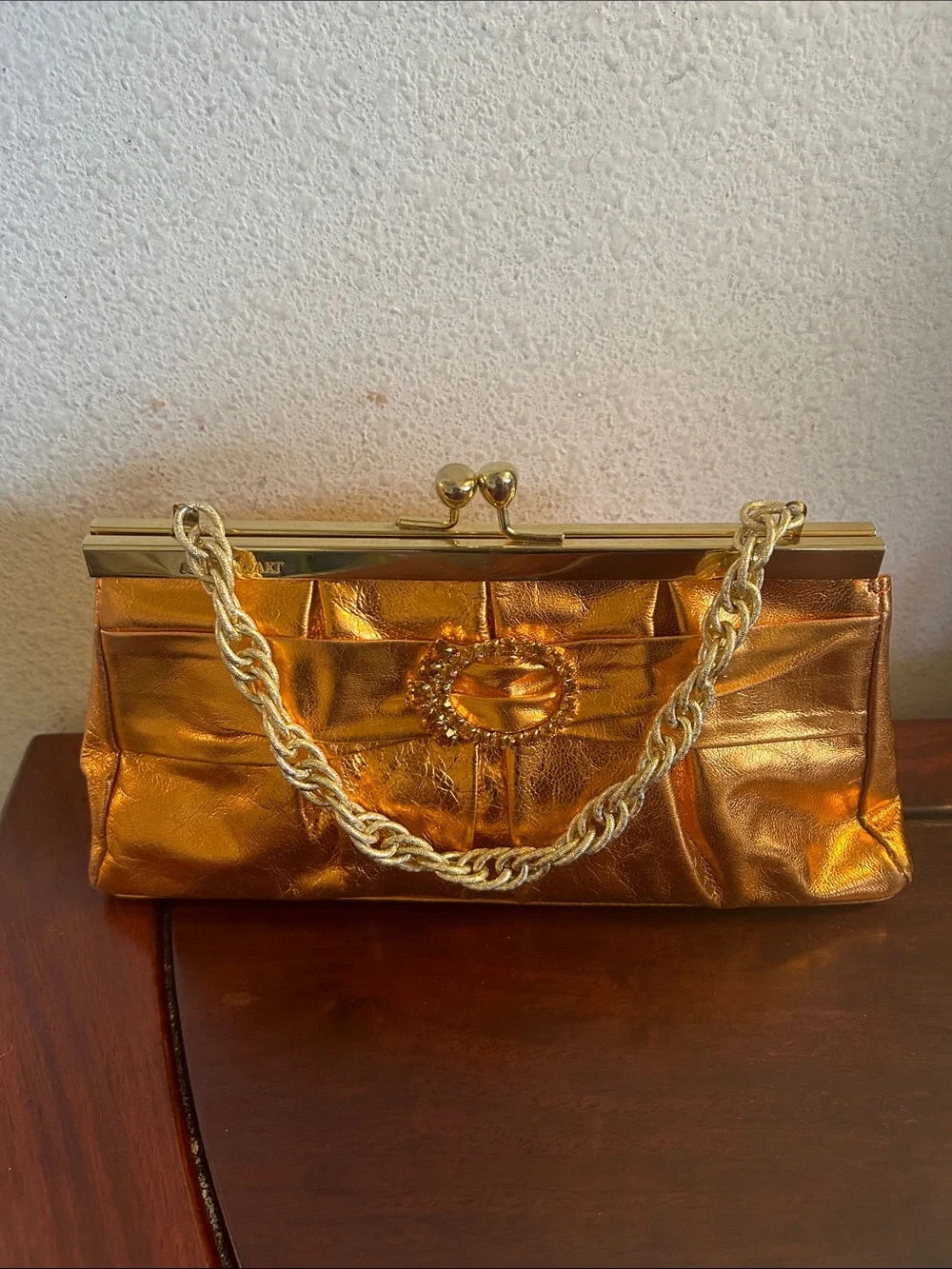 Metallic Orange Gold Evening Clutch Handbag